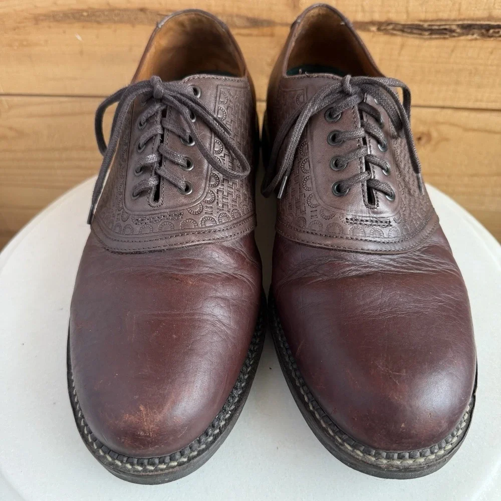H.S. Trask Brown‎ Bison Leather Bozeman MT. Collection Oxford Derby Shoes Sz 11